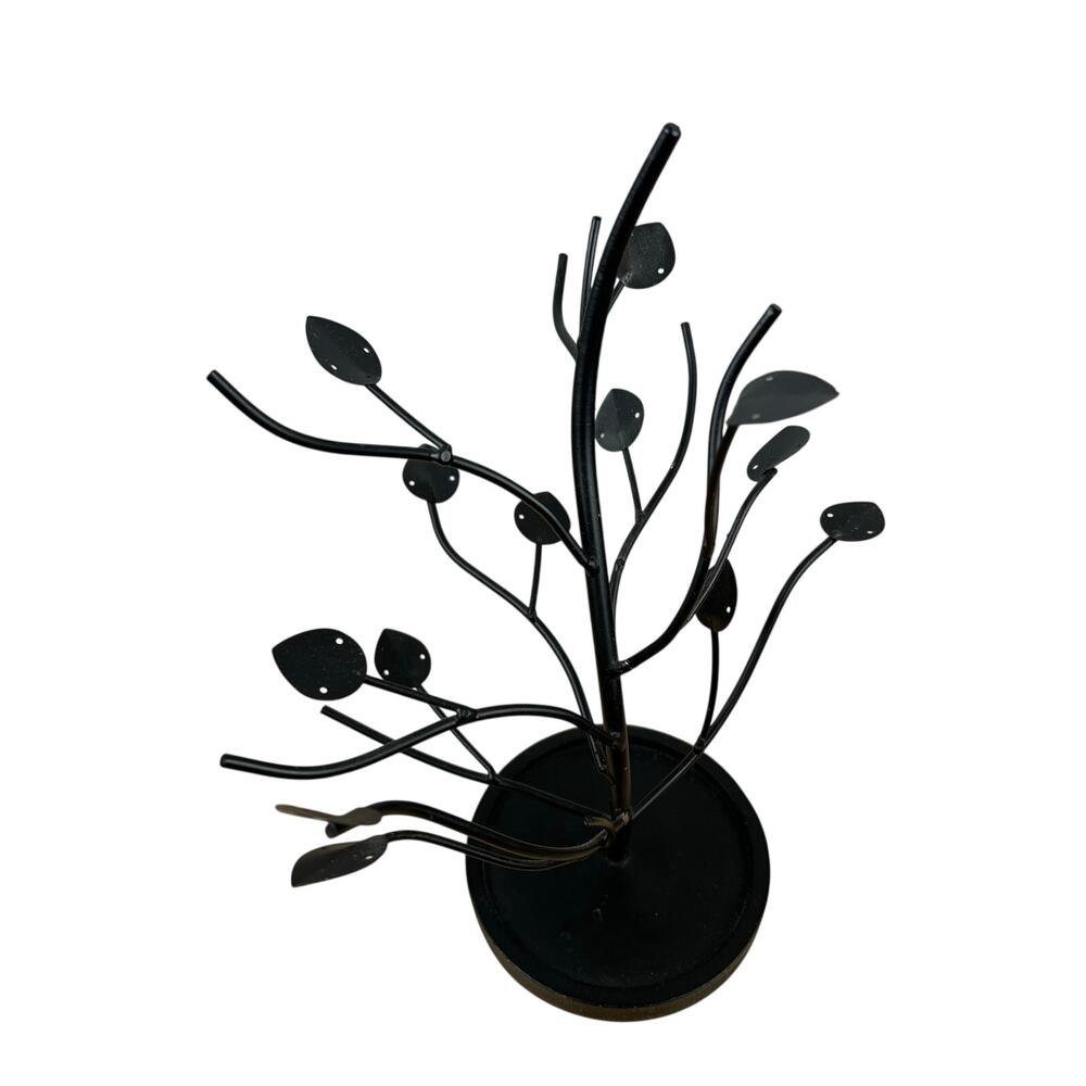 Black Metal Jewelry Tree Stand Earring Organizer Sculptural Branch Display